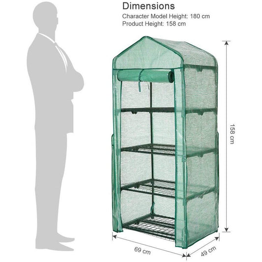 Litgrow 4 Tier Mini Greenhouse with Cover, 27" Long x 19" Wide x 63" High, Indoor Outdoor Kit for Winter Zipper Door Seedlings & Seed Propagation Plant Growing