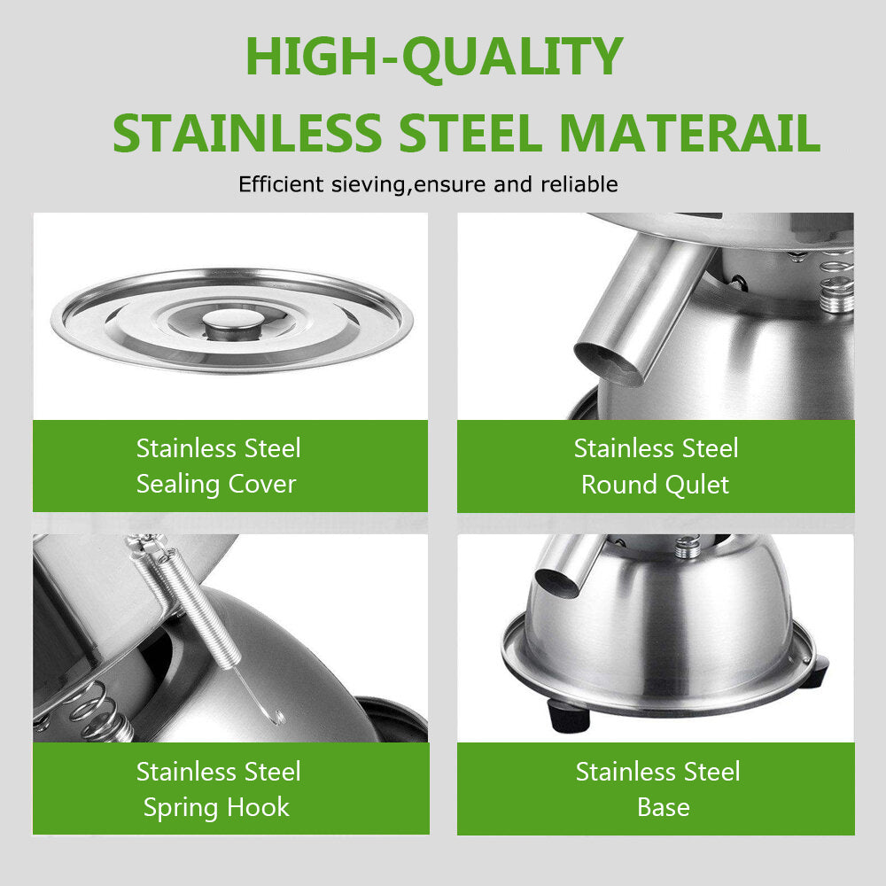 Electric Automatic Sieve Shaker Vibrating Sieve Machine Food Industrial Stainless Steel Sifter for Granule Powder Grain,Including Sieve& Cover