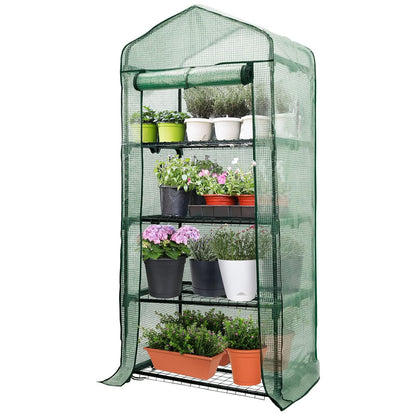 Litgrow 4 Tier Mini Greenhouse with Cover, 27" Long x 19" Wide x 63" High, Indoor Outdoor Kit for Winter Zipper Door Seedlings & Seed Propagation Plant Growing