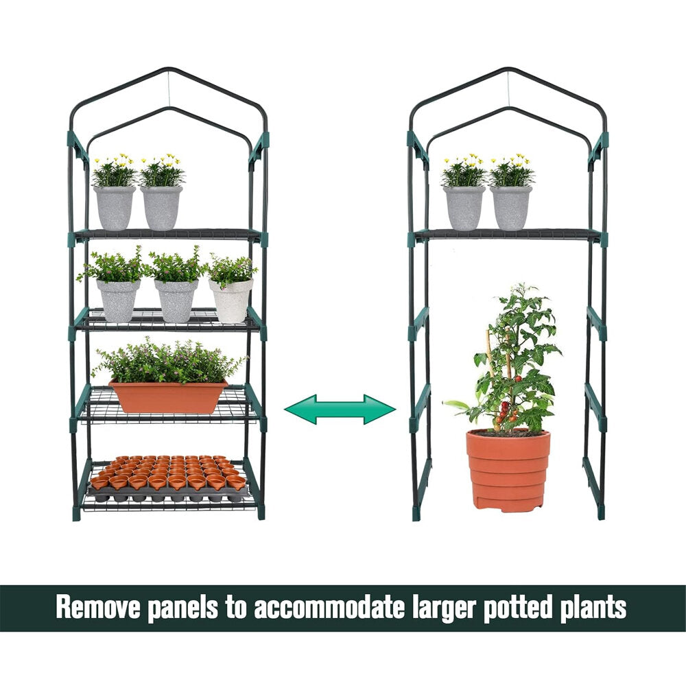 Litgrow 4 Tier Mini Greenhouse with Cover, 27" Long x 19" Wide x 63" High, Indoor Outdoor Kit for Winter Zipper Door Seedlings & Seed Propagation Plant Growing