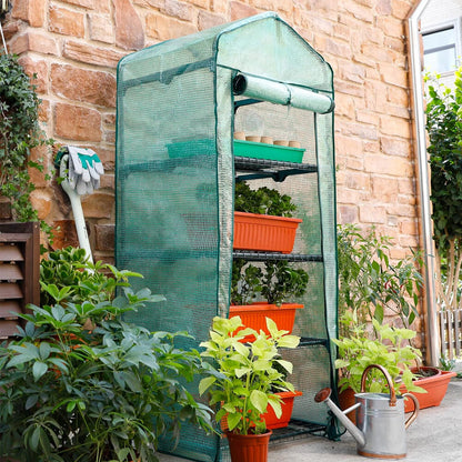 Litgrow 4 Tier Mini Greenhouse with Cover, 27" Long x 19" Wide x 63" High, Indoor Outdoor Kit for Winter Zipper Door Seedlings & Seed Propagation Plant Growing