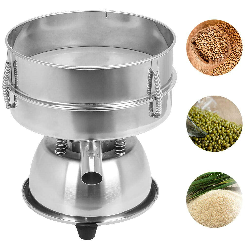 Electric Automatic Sieve Shaker Vibrating Sieve Machine Food Industrial Stainless Steel Sifter for Granule Powder Grain,Including Sieve& Cover