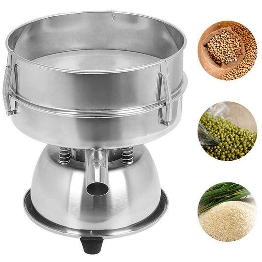 Electric Automatic Sieve Shaker Vibrating Sieve Machine Food Industrial Stainless Steel Sifter for Granule Powder Grain,Including Sieve& Cover