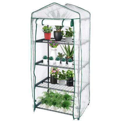 Litgrow 4 Tier Mini Greenhouse with Cover, 27" Long x 19" Wide x 63" High, Indoor Outdoor Kit for Winter Zipper Door Seedlings & Seed Propagation Plant Growing