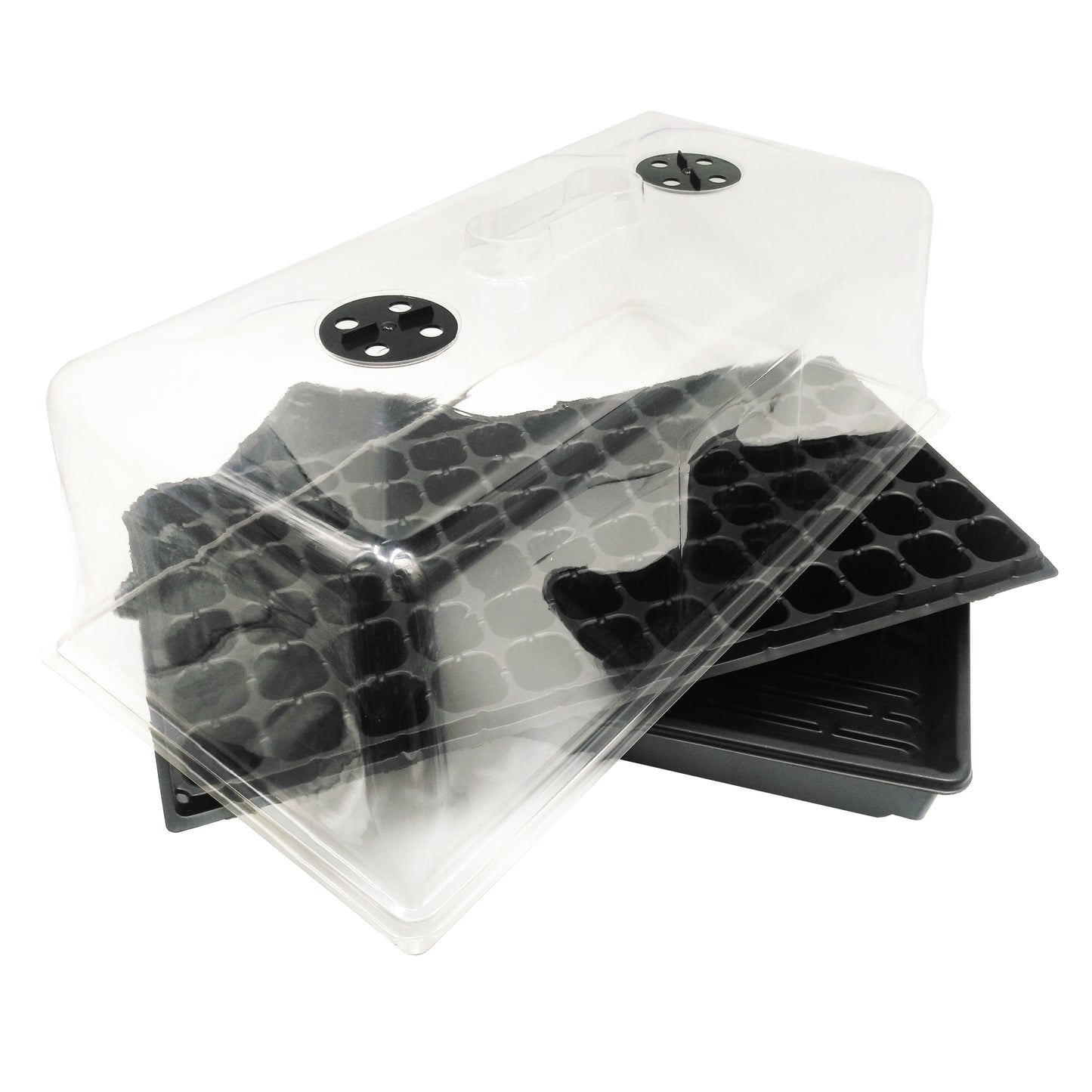 Litgrow 4 Pack of Durable Black Plastic Growing Trays (with Holes) 21" x 11" x 2" - Planting Seedlings, Flowers, Wheatgrass