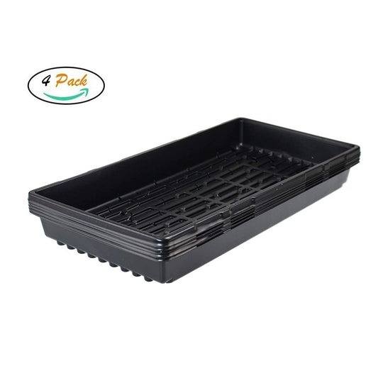 Litgrow 4 Pack of Durable Black Plastic Growing Trays (with Holes) 21" x 11" x 2" - Planting Seedlings, Flowers, Wheatgrass
