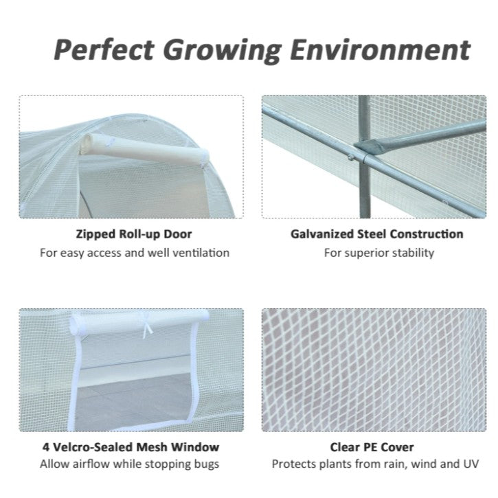 Litgrow Walk in Greenhouse - Plant Grow Tents Steel Frame Garden Backyard Outdoor Gardening aHouse with Doors(Steel Shelf+ PE White Cover.  Pipe Diameter 25mm) PE Cover +Sheel Frame
