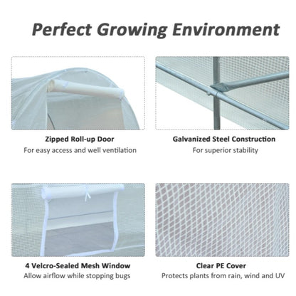 Litgrow Walk in Greenhouse - Plant Grow Tents Steel Frame Garden Backyard Outdoor Gardening aHouse with Doors(Steel Shelf+ PE White Cover.  Pipe Diameter 25mm) PE Cover +Sheel Frame