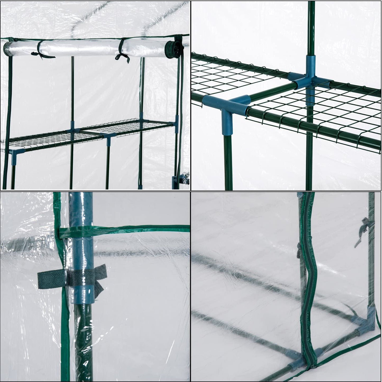 Litgrow 143 x 143 x 195 cm Walk in Garden PVC Greenhouse with Metal Frame Shelves - (PVC Transparent Cover+ Metal Frame)