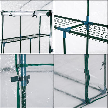 Litgrow 143 x 143 x 195 cm Walk in Garden PVC Greenhouse with Metal Frame Shelves - (PVC Transparent Cover+ Metal Frame)