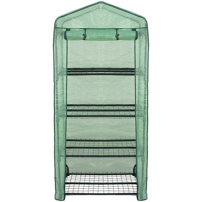 Litgrow 4 Tier Mini Greenhouse with Cover, 27" Long x 19" Wide x 63" High, Indoor Outdoor Kit for Winter Zipper Door Seedlings & Seed Propagation Plant Growing